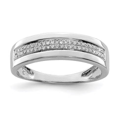 Sterling Silver Rhodium Plated Diamond Ladies Band - 8