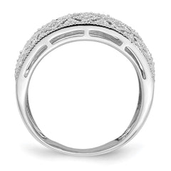 Sterling Silver Rhodium Plated Fancy Diamond Band - 6