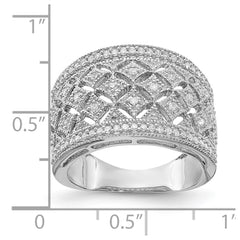 Sterling Silver Rhodium Plated Fancy Diamond Band - 6