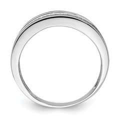 Sterling Silver Rhodium Plated Diam. Men's Band - 5