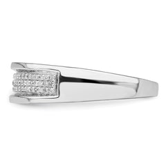 Sterling Silver Rhodium Plated Diam. Men's Band - 6