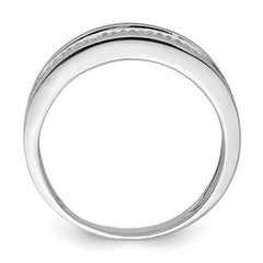 Sterling Silver Rhodium Plated Diam. Men's Band - 3