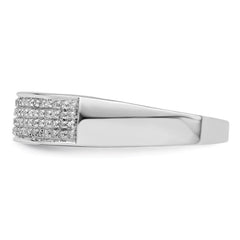Sterling Silver Rhodium Plated Diam. Men's Band - 3