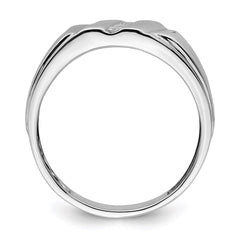 Sterling Silver Rhodium Plated Diamond Men's Ring - 13