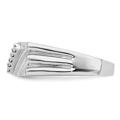 Sterling Silver Rhodium Plated Diamond Men's Ring - 14