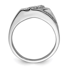 Sterling Silver Rhodium Plated Diamond Men's Ring - 17