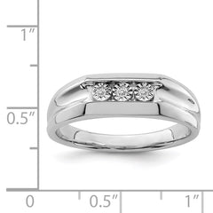 Sterling Silver Rhodium Plated Diamond Men's Ring - 18