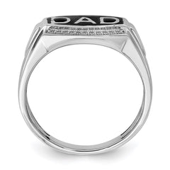 Sterling Silver Rhodium Plated Diamond Men's DAD Ring - 3
