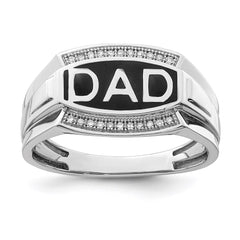 Sterling Silver Rhodium Plated Diamond Men's DAD Ring - 3