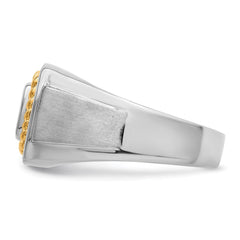 Sterling Silver Rhodium-plated w/10k Yellow Gold Mens Diamond Ring - 3