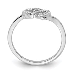 Sterling Silver Rhodium Plated Diamond Double Heart Promise Ring - 3