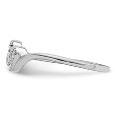 Sterling Silver Rhodium Plated Diamond Double Heart Promise Ring - 3
