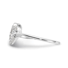 Sterling Silver Rhodium Plated Diamond Double Heart Ring - 7
