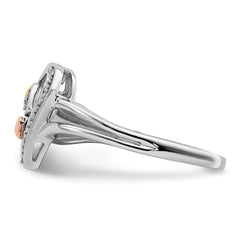 Sterling Silver Rhodium Plated with Gold-tone & Rose-tone Accent Diamond Ring - 2