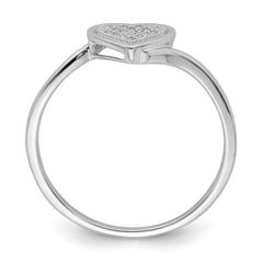 Sterling Silver Rhodium Plated Diamond Heart Ring - 21