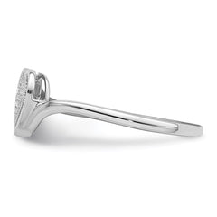 Sterling Silver Rhodium Plated Diamond Heart Ring - 4