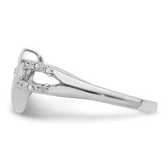 Sterling Silver Rhodium Plated Diamond Heart Ring - 18