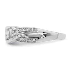Sterling Silver Rhodium Plated Diamond LOVE Ring - 4