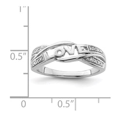 Sterling Silver Rhodium Plated Diamond LOVE Ring - 4