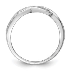 Sterling Silver Rhodium Plated Diamond Heart MOM Ring - 6