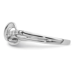 Sterling Silver Rhodium Plated Diamond Heart Ring - 15