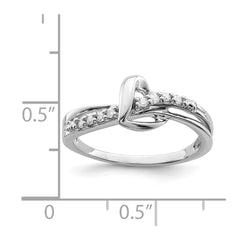 Sterling Silver Rhodium Plated Diamond Heart Ring - 15