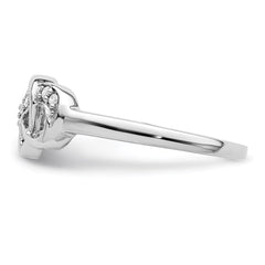 Sterling Silver Rhodium Plated Diamond Heart Ring - 16