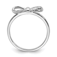 Sterling Silver Rhodium Plated Diamond Bow Ring - 4