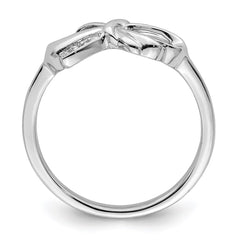 Sterling Silver Rhodium Plated Diamond Bow Ring - 5