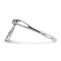Sterling Silver Rhodium Plated Diamond Star Dangle Ring - 2