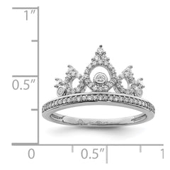 Sterling Silver Rhodium Plated Diamond Crown Ring - 5