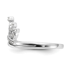 Sterling Silver Rhodium Plated Diamond Crown Ring - 6