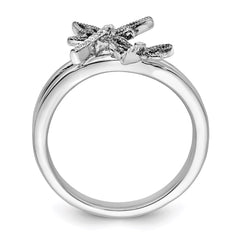 Sterling Silver Diamond Rhodium-plated Dragonfly Ring - 3