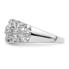 Sterling Silver Rhodium Plated Diamond Ring - 7