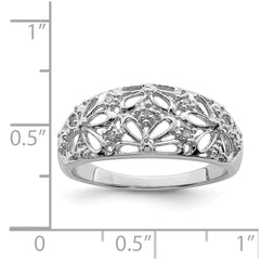 Sterling Silver Rhodium Plated Diamond Ring - 7
