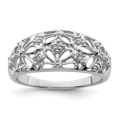 Sterling Silver Rhodium Plated Diamond Ring - 7
