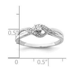 Sterling Silver Rhodium Plated Diamond Promise Ring - 3