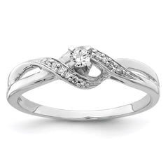 Sterling Silver Rhodium Plated Diamond Promise Ring - 2