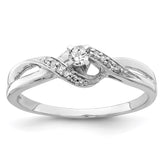 Sterling Silver Rhodium Plated Diamond Promise Ring - 3