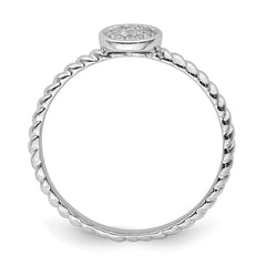 Sterling Silver Rhodium Plated White Diamond Stackable Ring