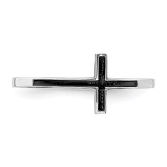Sterling Silver Antiqued Sideways Cross Ring - 3