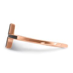 Sterling Silver Rose Gold-plated Antiqued Sideways Cross Ring