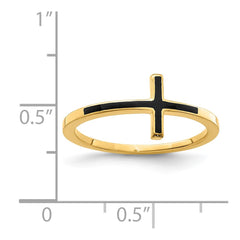 Sterling Silver Yellow Gold-plated Antiqued Sideways Cross Ring - 3