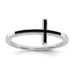 Sterling Silver Antiqued Sideways Cross Ring - 3