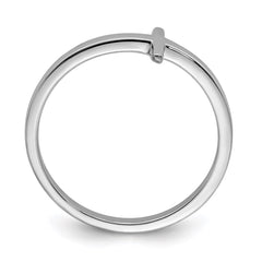 Sterling Silver Rhodium-plated Sideways Cross Ring