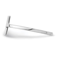 Sterling Silver Rhodium-plated Sideways Cross Ring - 2
