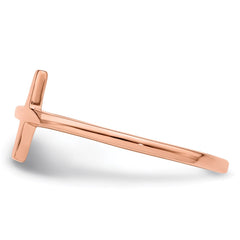 Sterling Silver Rose Gold-plated Sideways Cross Ring - 3