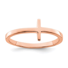 Sterling Silver Rose Gold-plated Sideways Cross Ring - 2