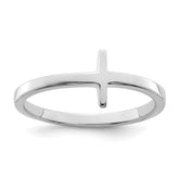 Sterling Silver Rhodium-plated Sideways Cross Ring - 3