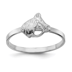 Sterling Silver Rhodium-plated Polished & Textured Horse Children's Ring - 2